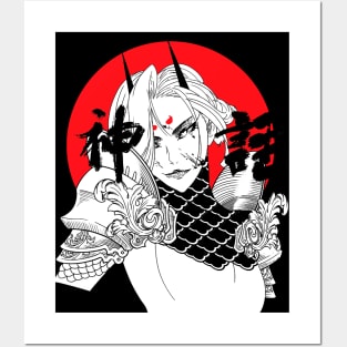 Vaporwave Samurai Girl Warrior Posters and Art